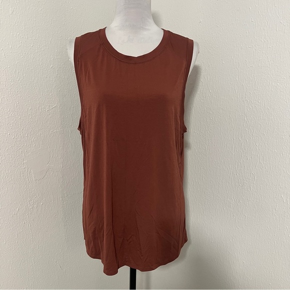 Fabletics Monet V-Back Tie Burnt Orange Sz Large Sleeveless Tank Activewear EUC - Picture 2 of 6